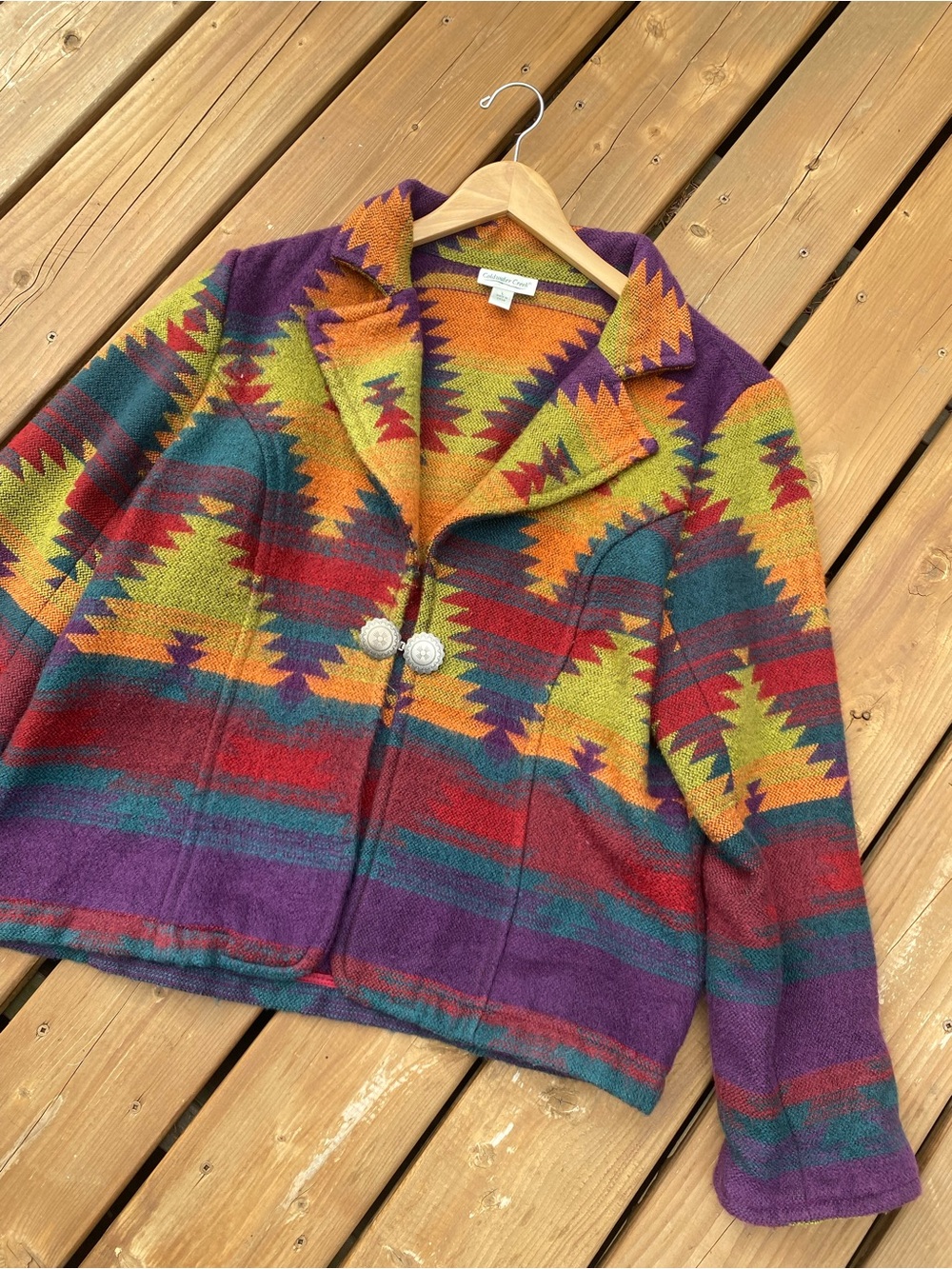 COLDWATER CREEK southwestern aztec print sweater blazer jacket size large - Picture 6 of 14